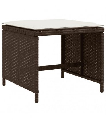 vidaXL 17 Piece Garden Dining Set with Cushions Brown Poly Rattan