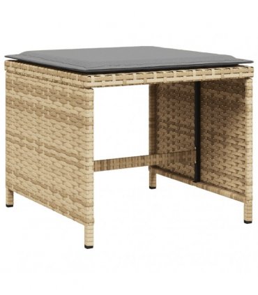 vidaXL 17 Piece Garden Dining Set with Cushions Mix Beige Poly Rattan