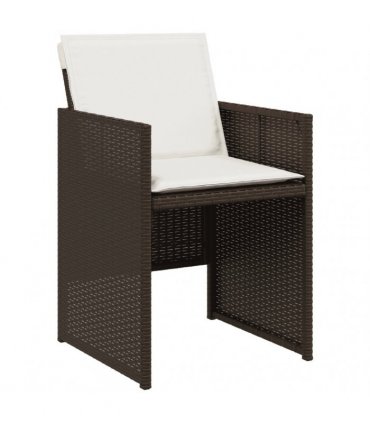 vidaXL 9 Piece Garden Dining Set with Cushions Brown Poly Rattan