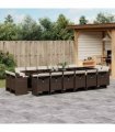 vidaXL 17 Piece Garden Dining Set with Cushions Brown Poly Rattan