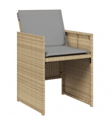 vidaXL 17 Piece Garden Dining Set with Cushions Mix Beige Poly Rattan