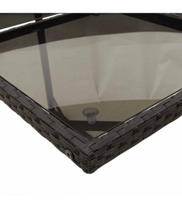 vidaXL 5 Piece Garden Dining Set with Cushions Black Poly Rattan
