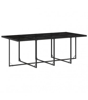vidaXL 9 Piece Garden Dining Set with Cushions Black Poly Rattan