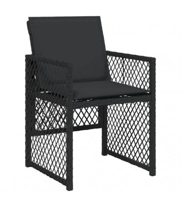 vidaXL 9 Piece Garden Dining Set with Cushions Black Poly Rattan