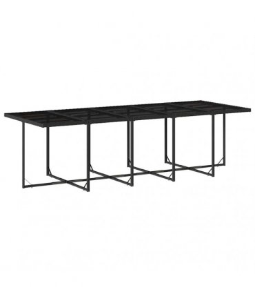 vidaXL 11 Piece Garden Dining Set with Cushions Black Poly Rattan