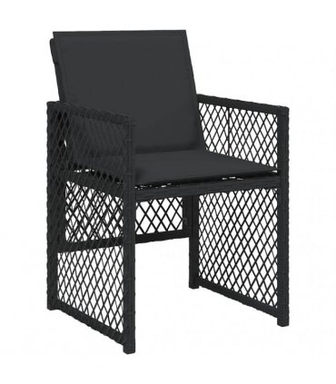 vidaXL 11 Piece Garden Dining Set with Cushions Black Poly Rattan