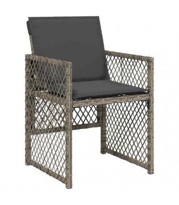 vidaXL 11 Piece Garden Dining Set with Cushions Grey Poly Rattan