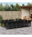 vidaXL 13 Piece Garden Dining Set with Cushions Black Poly Rattan