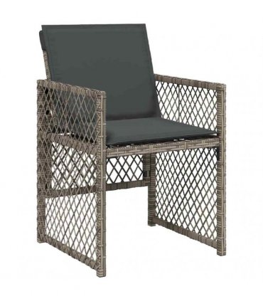 vidaXL 13 Piece Garden Dining Set with Cushions Grey Poly Rattan