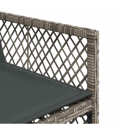vidaXL 13 Piece Garden Dining Set with Cushions Grey Poly Rattan