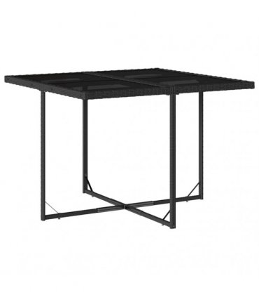 vidaXL 9 Piece Garden Dining Set with Cushions Black Poly Rattan