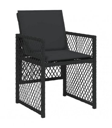vidaXL 9 Piece Garden Dining Set with Cushions Black Poly Rattan