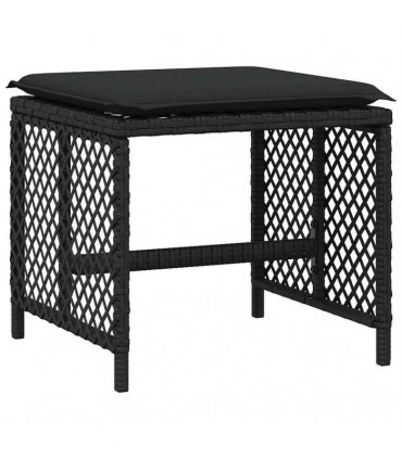 vidaXL 9 Piece Garden Dining Set with Cushions Black Poly Rattan