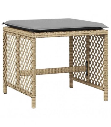 vidaXL 9 Piece Garden Dining Set with Cushions Beige Poly Rattan