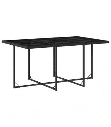 vidaXL 11 Piece Garden Dining Set with Cushions Black Poly Rattan