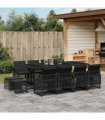 vidaXL 13 Piece Garden Dining Set with Cushions Black Poly Rattan