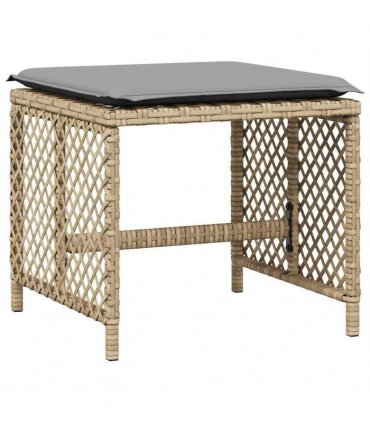vidaXL 13 Piece Garden Dining Set with Cushions Beige Poly Rattan