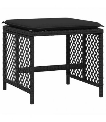 vidaXL 15 Piece Garden Dining Set with Cushions Black Poly Rattan