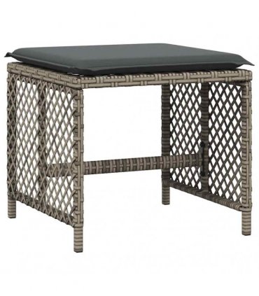 vidaXL 15 Piece Garden Dining Set with Cushions Grey Poly Rattan