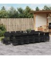 vidaXL 17 Piece Garden Dining Set with Cushions Black Poly Rattan