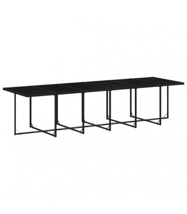 vidaXL 17 Piece Garden Dining Set with Cushions Black Poly Rattan