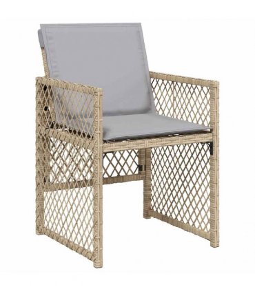 vidaXL 17 Piece Garden Dining Set with Cushions Beige Poly Rattan