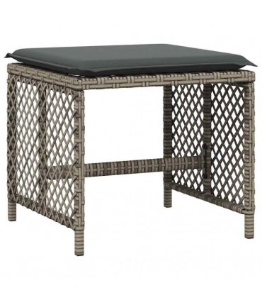 vidaXL 17 Piece Garden Dining Set with Cushions Grey Poly Rattan