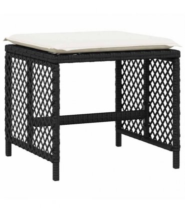 vidaXL 17 Piece Garden Dining Set with Cushions Black Poly Rattan