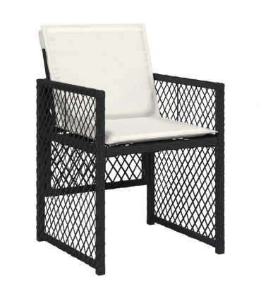 vidaXL 11 Piece Garden Dining Set with Cushions Black Poly Rattan