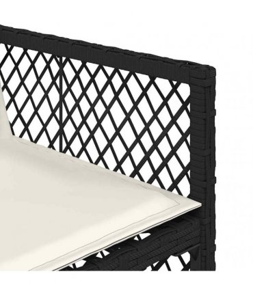 vidaXL 11 Piece Garden Dining Set with Cushions Black Poly Rattan
