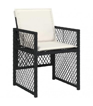 vidaXL 15 Piece Garden Dining Set with Cushions Black Poly Rattan