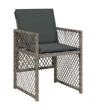 vidaXL 15 Piece Garden Dining Set with Cushions Grey Poly Rattan