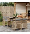 vidaXL 5 Piece Garden Dining Set with Cushions Mix Beige Poly Rattan