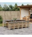 vidaXL 11 Piece Garden Dining Set with Cushions Grey Poly Rattan