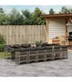 vidaXL 13 Piece Garden Dining Set with Cushions Grey Poly Rattan