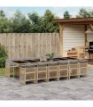 vidaXL 13 Piece Garden Dining Set with Cushions Mix Beige Poly Rattan