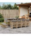 vidaXL 13 Piece Garden Dining Set with Cushions Mix Beige Poly Rattan