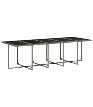 vidaXL 15 Piece Garden Dining Set with Cushions Grey Poly Rattan