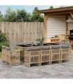 vidaXL 13 Piece Garden Dining Set with Cushions Mix Beige Poly Rattan