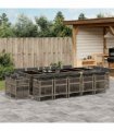 vidaXL 15 Piece Garden Dining Set with Cushions Grey Poly Rattan