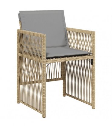 vidaXL 15 Piece Garden Dining Set with Cushions Mix Beige Poly Rattan