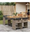 vidaXL 5 Piece Garden Dining Set with Cushions Grey Poly Rattan