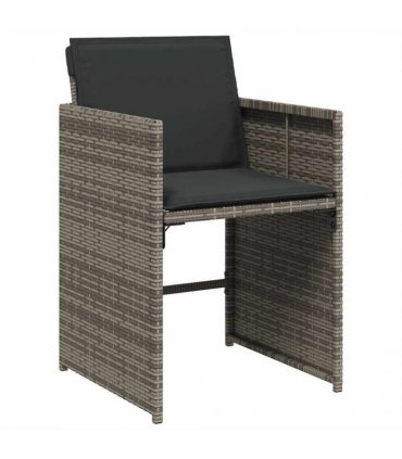 vidaXL 5 Piece Garden Dining Set with Cushions Grey Poly Rattan