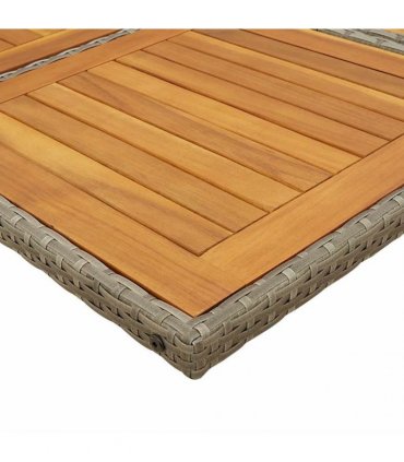vidaXL 7 Piece Garden Dining Set with Cushions Grey Poly Rattan