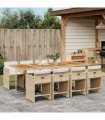 vidaXL 9 Piece Garden Dining Set with Cushions Beige Poly Rattan