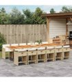 vidaXL 13 Piece Garden Dining Set with Cushions Beige Poly Rattan
