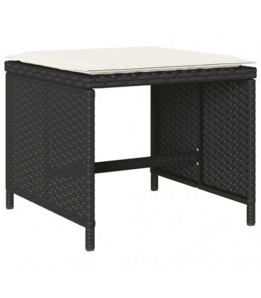 vidaXL 15 Piece Garden Dining Set with Cushions Black Poly Rattan