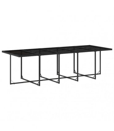 vidaXL 15 Piece Garden Dining Set with Cushions Black Poly Rattan