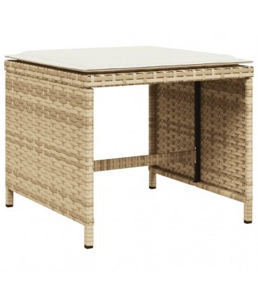 vidaXL 15 Piece Garden Dining Set with Cushions Beige Poly Rattan