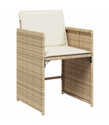vidaXL 15 Piece Garden Dining Set with Cushions Beige Poly Rattan